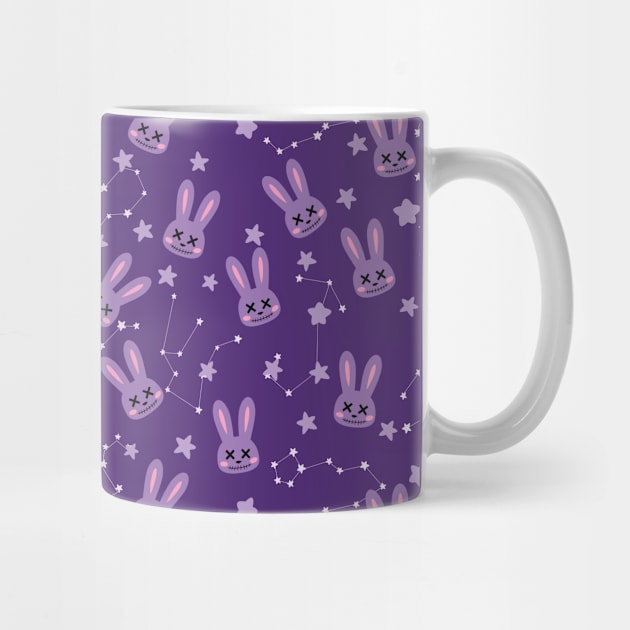 Pastel goth purple zombie bunny pattern by UniFox